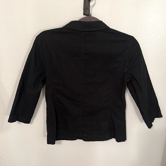Black cotton/linen casual 3/4 sleeve length blazer size small - Picture 2 of 4